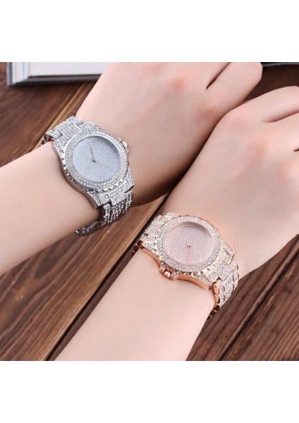 Gül Altın 3 Renk Lüks Elmas Kadın Moda Bilezik Saatler Gypsophila Dial Tasarım Zarif Bayanlar Kuvars Bilek Saatler Saat (Yurt Dışından) indirimleri