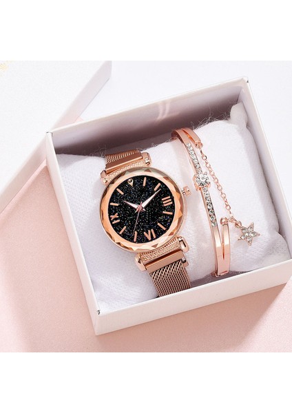 Gül Bilezik Kadın Izle Bilezik Lüks Elmas Gül Altın Bayanlar Kol Saati Manyetik Kadın Bilezik Izle Kadın Saat Relogio Feminino (Yurt Dışından)