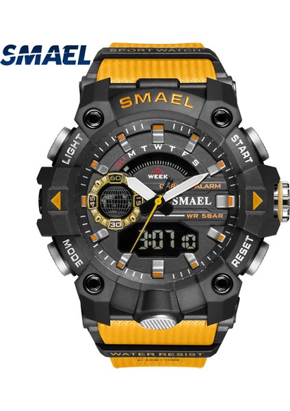 Yeşil Smael Moda Erkek Spor Saatler Şok Dayanıklı 50 M Su Geçirmez Kol Saati LED Alarm Kronometre Saat Askeri Saatler Erkekler 8040 (Yurt Dışından) indirimleri