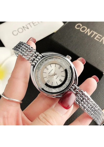 Gümüş Contena Lüks Kadın Saatler Gül Altın Bayanlar Bilezik Saatler Reloj Mujer 2020 Yaratıcı Kuvars Saatler Kadınlar Relogio Feminino (Yurt Dışından)