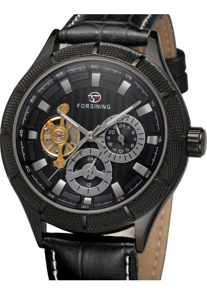 Siyah 01 Forsınng Volan Çift Halkalı Tırnak Ölçeği Otomatik Mekanik Saat Siyah Dairesel Kayış Mekanik Saat Erkek Saati (Yurt Dışından) fiyatları