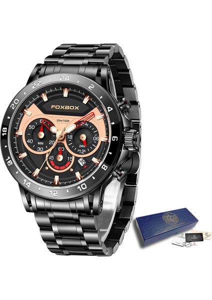 Siyah Gül Lıge Moda Erkekler Izle Üst Marka Lüks Spor Kuvars Chronograph Kol Saatleri Rahat Tüm Çelik Aydınlık Izle Religio Masculino (Yurt Dışından)