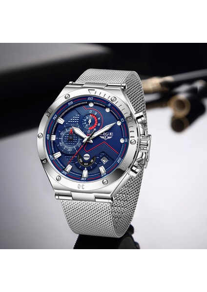 Gümüş Siyah Lıge 2022 Yeni Erkek Kuvars Kol Saati Üst Marka Moda Chronograph Kronometre Erkekler Için Su Geçirmez Paslanmaz Izle Lüks Izle Adam (Yurt Dışından) fiyatları