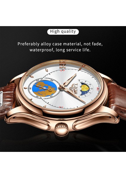 Beyaz Altın Lıge Quartz Saat Erkekler Için Lüks Iş Su Geçirmez Erkek Saatler Aydınlık Moda Paslanmaz Çelik Kol Saati Relogio Masculino (Yurt Dışından)