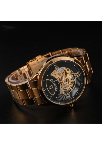 Altın Beyaz Kazanan 2019 Moda Erkek Saatler Top Marka Lüks Askeri Izle Erkekler Otomatik Mekanik Paslanmaz Çelik Kol Saati (Yurt Dışından) fiyatları
