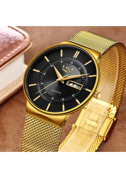 Gül Altın Mavi Relogio Masculino 2023 Lıge Yeni Erkek Saatler Üst Marka Lüks Ultra Ince Kuvars Izle Erkekler Çelik Hasır Kayış Su Geçirmez Altın Saat (Yurt Dışından) fırsatları