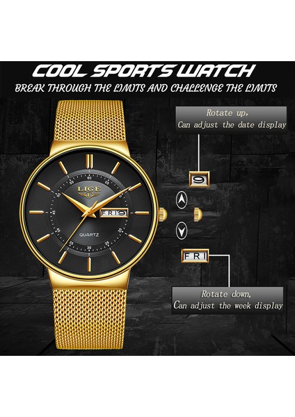 Gül Altın Mavi Relogio Masculino 2023 Lıge Yeni Erkek Saatler Üst Marka Lüks Ultra Ince Kuvars Izle Erkekler Çelik Hasır Kayış Su Geçirmez Altın Saat (Yurt Dışından) indirimleri