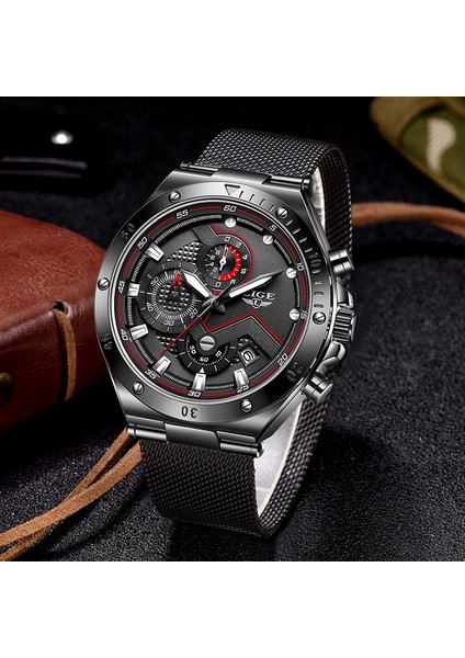 Siyah Lıge Lüks Erkek Moda Büyük Kadran Izle Erkekler Spor Su Geçirmez Kuvars Saatler Erkekler Tüm Çelik Ordu Askeri Saat Relogio Masculino (Yurt Dışından) fırsatları