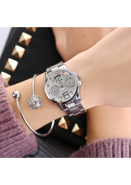 RINNADY047-ALTIN Altın Moda Gümüş Kadın Saatler Alaşım Bayanlar Kuvars Kol Saati Kadın Zarif Elbise Bilezik Saat Montre Femme Bayan Kol Saati (Yurt Dışından) indirimleri