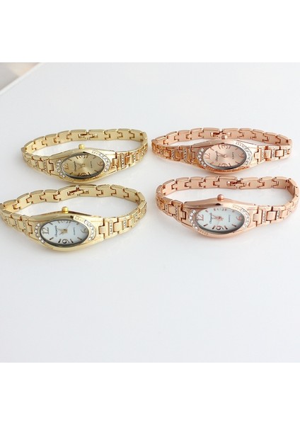 Gül Altın Altın Moda Kadınlar #39S Bilezik Izle Kadın Bayanlar Bilek Saatler Bling Kristal Analog Saat Kadın Elbise Kuvars Izle (Yurt Dışından)