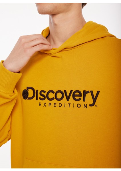 Discovery Expedition Hardal Erkek Kapüşonlu Nakışlı Sweatshirt D3WM-SWT28