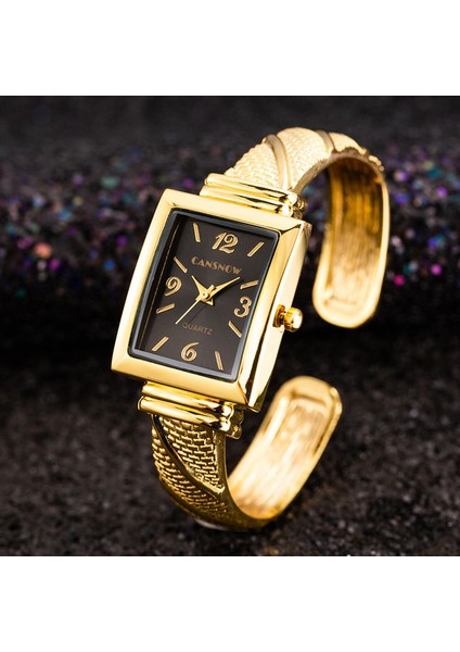Altın Siyah Marka Sıcak Satış Kadın Moda Kuvars Saatler Casual Bilezik Izle Kol Saatleri Bayanlar Analog Saat Relojes Mujer Feminino (Yurt Dışından)