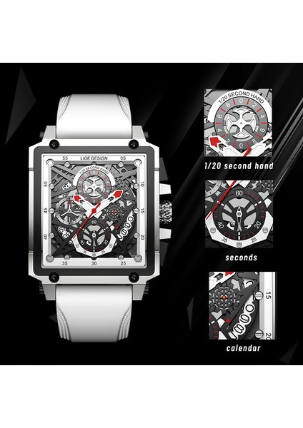 Altın Kırmızı 2021 Lıge Erkek Saatler Su Geçirmez Üst Marka Lüks Silikon Kare Spor Quartz Saat Saat Erkek Relogio Masculino Montre Homme (Yurt Dışından) fiyatları