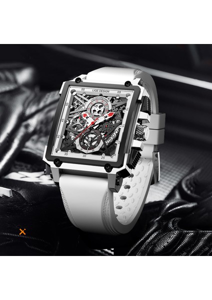 Altın Kırmızı 2021 Lıge Erkek Saatler Su Geçirmez Üst Marka Lüks Silikon Kare Spor Quartz Saat Saat Erkek Relogio Masculino Montre Homme (Yurt Dışından) fırsatları