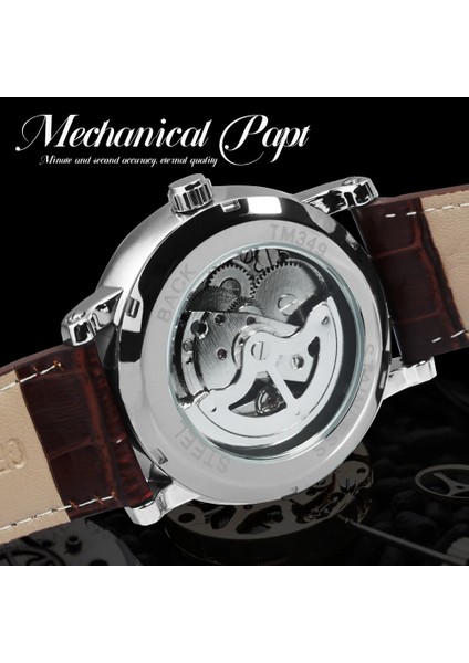 Bo Blk-Beyaz-Mavi Kazanan 2021 Moda Beyaz Altın Izle Erkekler Tarih Göstergesi Kahverengi Deri Kemer Mekanik Otomatik Saatler Erkek Üst Marka Lüks (Yurt Dışından) fiyatları