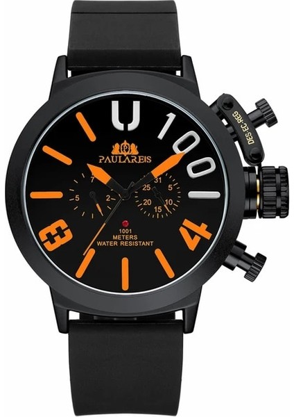 Siyah Turuncu Otomatik Kendinden Rüzgarlı Mekanik Kauçuk Kayış Siyah Gümüş Tekne Kılıfı Turuncu Mavi Sarı Gri Klasik U Erkek Saat (Yurt Dışından)