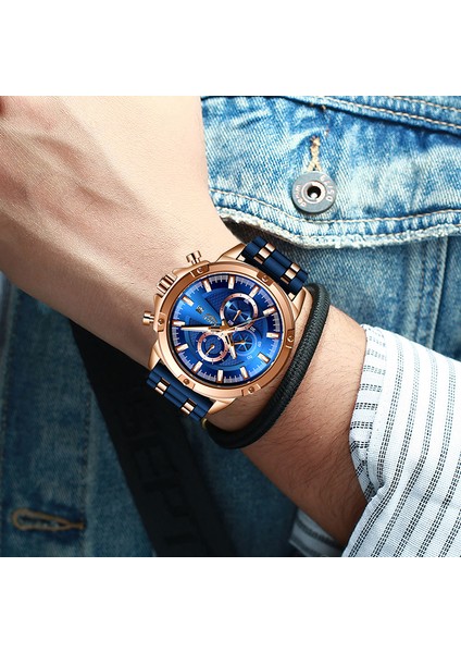 Siyah Mavi Lıge Üst Marka Relogio Masculino Erkek Saatler Lüks Ünlü Erkek Saati Moda Rahat Kronograf Askeri Kuvars Kol Saati (Yurt Dışından) modelleri