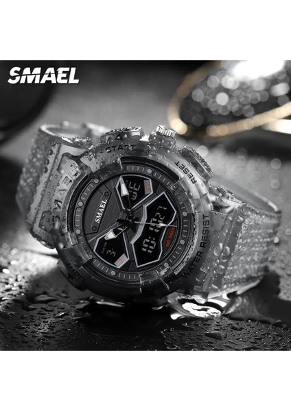 Yeşil Smael Erkekler Için Dijital Saatler Çift Zamanlı Ekran Kronograf Kuvars Kol Saati Şeffaf Siyah Kayış Otomatik Tarih Haftası 8073 (Yurt Dışından) fırsatları