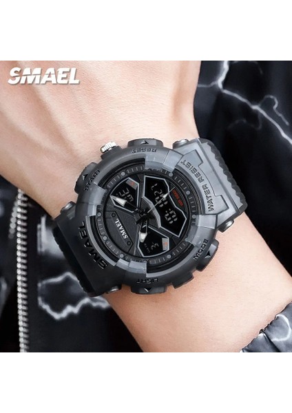 Yeşil Smael Erkekler Için Dijital Saatler Çift Zamanlı Ekran Kronograf Kuvars Kol Saati Şeffaf Siyah Kayış Otomatik Tarih Haftası 8073 (Yurt Dışından) indirimleri