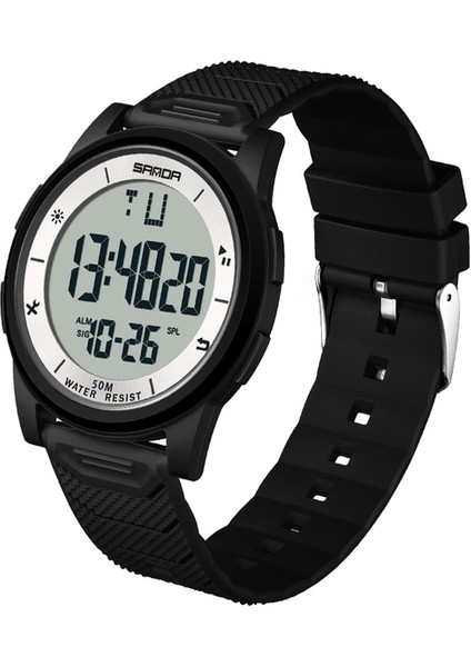 Siyah Beyaz Sanda 2022 Yeni Erkek Saatler 10MM Süper Ince Elektronik LED Dijital Saatler Erkek Saat Kol Saati Relogio Masculino 6107 (Yurt Dışından)