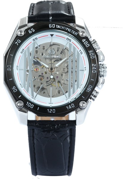 Gümüş-Beyaz Forsining Mekanik Steampunk Izle Erkekler Askeri Spor Saatler Erkek 2021 Şeffaf Otomatik Yaratıcı Saat Часы Муж (Yurt Dışından)