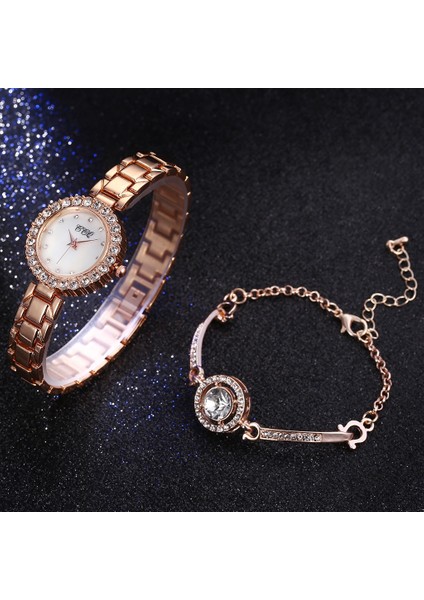 Gül Altın Kadın Bilezik Saatler Set Lüks Paslanmaz Çelik Bilek Saatler Hediyelik Saat Relogio Feminino Reloj Mujer Zegarek Damski (Yurt Dışından) indirimleri