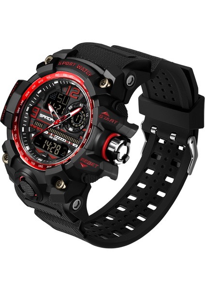 Siyah Kırmızı Sanda Kore Moda Trendi Açık Hava Eğlence Su Geçirmez Çok Fonksiyonlu Elektronik Saat Üniversite Öğrencisi Bayan Saat (Yurt Dışından)