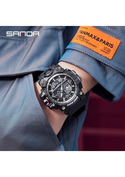 Siyah Kırmızı Sanda Kore Moda Trendi Açık Hava Eğlence Su Geçirmez Çok Fonksiyonlu Elektronik Saat Üniversite Öğrencisi Bayan Saat (Yurt Dışından) indirimleri