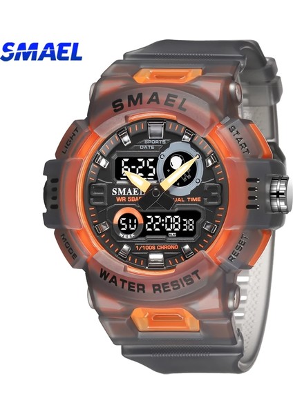 Floresan Yeşil Smael Erkek Spor Izle LED Işık Alarmı Dijital Saat Ikili Zaman Göstergesi Hafta Otomatik Tarih Arka Işık Gençlik Kuvars Kol Saatleri Erkek (Yurt Dışından) fiyatları