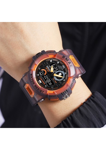 Floresan Yeşil Smael Erkek Spor Izle LED Işık Alarmı Dijital Saat Ikili Zaman Göstergesi Hafta Otomatik Tarih Arka Işık Gençlik Kuvars Kol Saatleri Erkek (Yurt Dışından) fırsatları