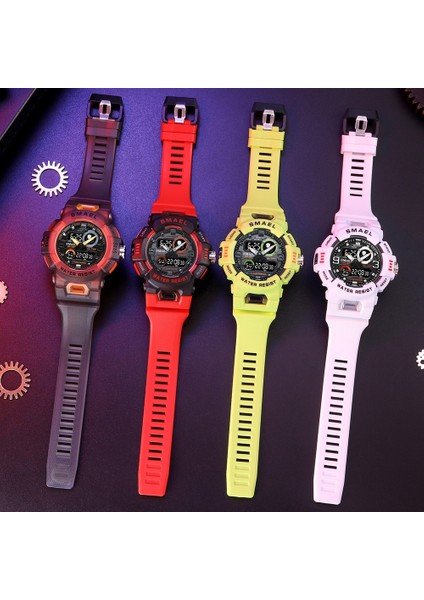 Floresan Yeşil Smael Erkek Spor Izle LED Işık Alarmı Dijital Saat Ikili Zaman Göstergesi Hafta Otomatik Tarih Arka Işık Gençlik Kuvars Kol Saatleri Erkek (Yurt Dışından) indirimleri