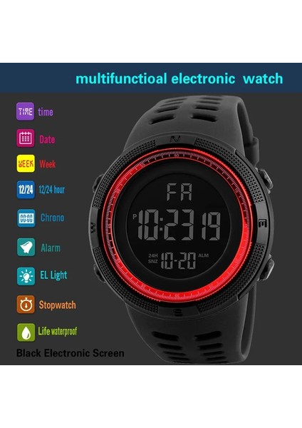 Mavi Izle Erkekler Dijital Elektronik Saat Tarih Kronometre Elektronik Kol Saati Unisex Spor Saat LED Ekran Erkek ve Kadın Saatler (Yurt Dışından)
