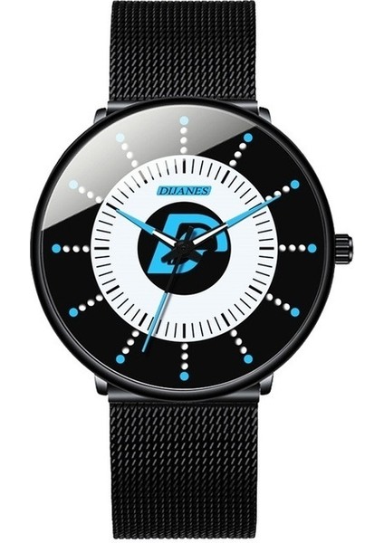 Örgü Siyah Mavi 2022 Minimalist Moda Erkek Saat Ultra Ince Iş Aydınlık Klasik Paslanmaz Çelik Hasır Kemer Kuvars Izle Relogio Masculino (Yurt Dışından)