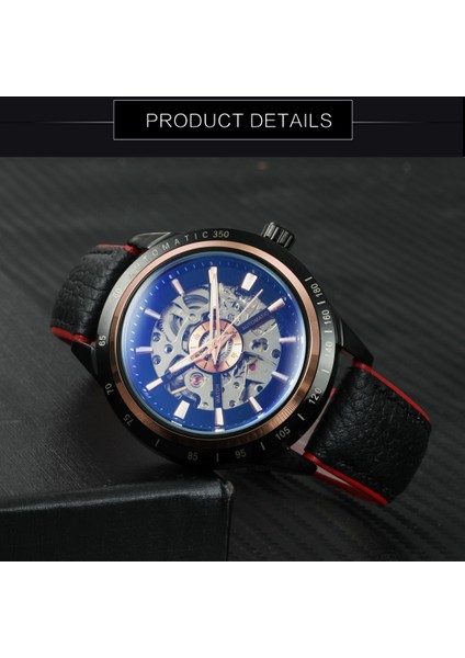 Bo Sıyah Mavı Kazanan Mekanik Izle Erkekler Şeffaf Hakiki Kırmızı Siyah Deri Kayış Otomatik Moda Erkek Saatler Üst Marka Lüks (Yurt Dışından) fiyatları