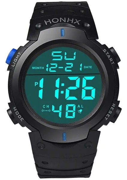 2-Blue Spor Saat Moda Dijital Erkek Saatler Büyük Kadran Su Geçirmez Aydınlık Elektronik Saat Askeri Erkek Saatler Çocuklar Için LED Saat (Yurt Dışından)