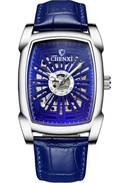 Mavi Gümüş Moda Chenxi Üst Marka Lüks Erkek Saatleri Otomatik Saat Aydınlık Su Geçirmez Tourbillon Mekanik Saat Relogio Mascul (Yurt Dışından)