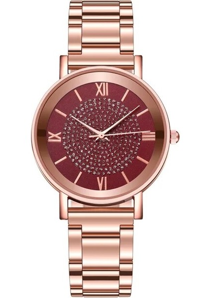 Kırmızı 2020 Lüks Rhinestones Kadın Saatler Gül Altın Bayanlar Bilek Saatleri Kadın Bilezik Izle Kadın Saat Relogio Feminino (Yurt Dışından)