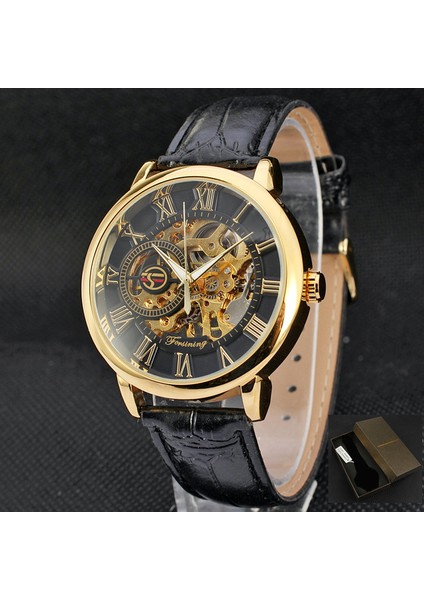 FSG8099GH Kutu ile Kupon Satışı Erkek Saatler Erkekler Mekanik Saat Romen Rakamıyla Ekran Paslanmaz Çelik Altın Çerçeve Lüks Üst Marka Saat (Yurt Dışından)