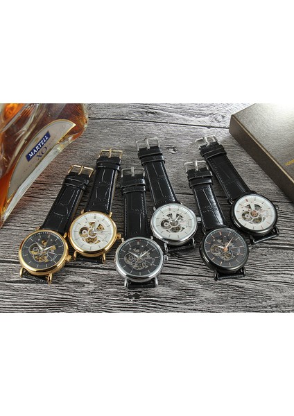 Siyah Beyaz Forsınıng Mekanik Saat Içi Boş Alt Mekanik Saat Rahat Siyah Kuşak Kol Saati Erkek ve Kadın Saatleri (Yurt Dışından) modelleri