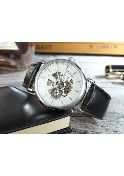 Siyah Beyaz Forsınıng Mekanik Saat Içi Boş Alt Mekanik Saat Rahat Siyah Kuşak Kol Saati Erkek ve Kadın Saatleri (Yurt Dışından) indirimleri