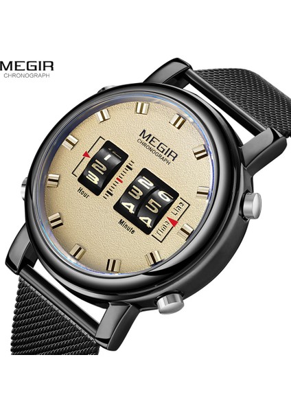 Blue-Box Megır 2020 Yeni Lüks Saatler Erkekler Askeri Spor Makaralı Işaretçi Quartz Saat Erkek Moda Paslanmaz Çelik Tel Örgü Kayış Kol Saati (Yurt Dışından) fırsatları