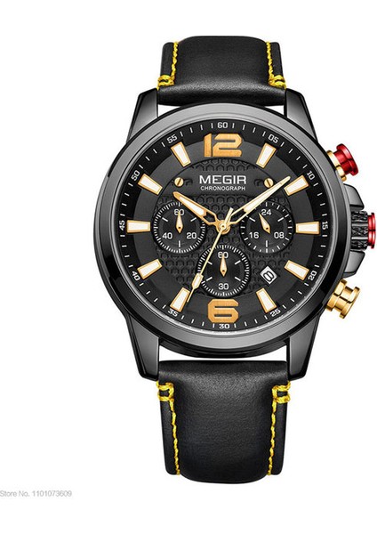 Siyah Altın Megır 2020 Lüks Saatler Erkekler Üst Marka Paslanmaz Çelik Su Geçirmez Aydınlık Kol Saati Mavi Spor Kronograf Quartz Saat Adam (Yurt Dışından)