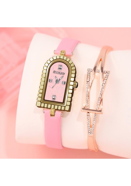 Kırmızı Reloj Mujer Moda Gül Altın Izle Kadınlar Için Deri Kayış Kuvars Kol Saati Bayanlar Altın Bilezik Saatler Relogio Feminino (Yurt Dışından) fiyatları