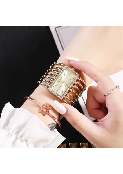 Kahve Kadın Moda Bilezik Izle Lüks Marka Altın Paslanmaz Çelik Kuvars Saat Bayan Elbise Izle Kadın Rahat Kol Saati Sıcak (Yurt Dışından) indirimleri