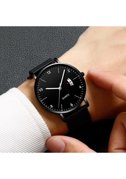 G Erkekler Saatler Iş Kuvars Kol Saati Minimalist Erkek Ultra-Ince Paslanmaz Çelik Hasır Kemer Takvimli Saat Relogio Masculino (Yurt Dışından) indirimleri