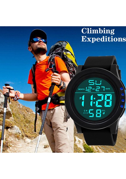 3-Altın Dijital Erkek Saati Açık Hava Spor Saati Saat Çok Fonksiyonlu Askeri Su Geçirmez Kol Saati Otomatik Elektronik Saat Erkekler Için (Yurt Dışından) fırsatları