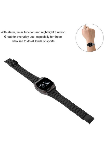 Altın LED Elektronik Saat Moda Dikdörtgen Kasa Dokunmatik Ekran Izle Paslanmaz Çelik Kayış Erkekler Kadınlar Için Dijital Spor Izle Öğrenci (Yurt Dışından)