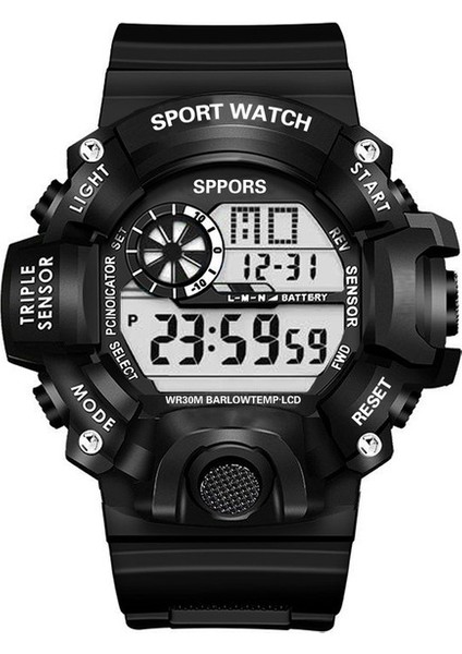Siyah Moda Askeri Dijital Saat Erkek Spor Su Geçirmez Açık Kronograf El Saati G Elektronik Şok Piyade Kol Saati (Yurt Dışından)