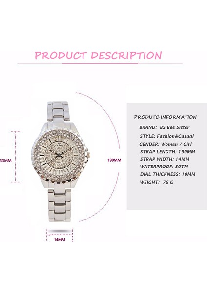 Gül Altın Withoutbox Bs Marka Kadın Bilezik Saatler Moda Lüks Bayan Taklidi Kol Saati Bayanlar Kristal Elbise Kuvars Izle Saat Montre Femme (Yurt Dışından) modelleri