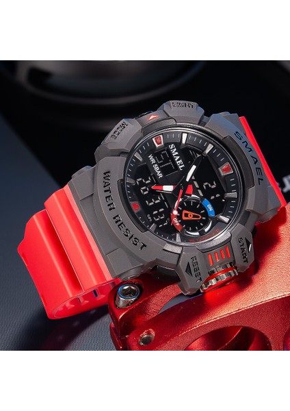 Siyah Altın Smael Askeri Saatler Erkekler Spor Izle Su Geçirmez Kol Saati Kronometre Alarm LED Işık Dijital Saatler Erkek Büyük Kadran Saat 8043 (Yurt Dışından) modelleri